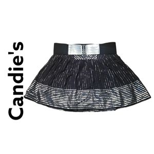 Candies juniors M black& silver striped Mini Skirt Size M